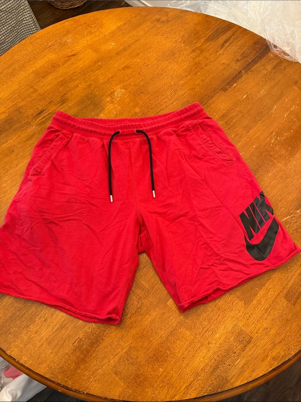 Nike Men’s Red Athletic Shorts with Black Logo xxl